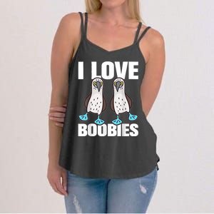 I Love Boobies Blue Footed Boobie Bird Funny Gift For Birdwatchers Women's Strappy Tank