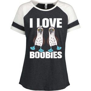 I Love Boobies Blue Footed Boobie Bird Funny Gift For Birdwatchers Enza Ladies Jersey Colorblock Tee