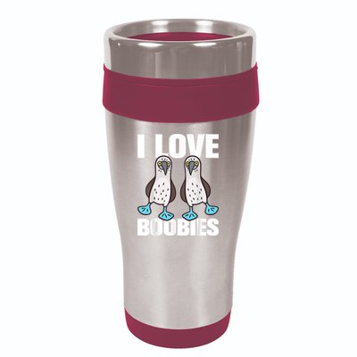 I Love Boobies Blue Footed Boobie Bird Funny Gift For Birdwatchers 16oz Travel Tumbler