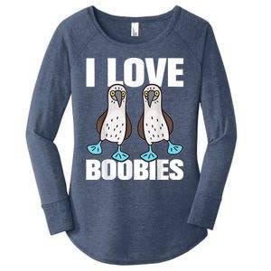 I Love Boobies Blue Footed Boobie Bird Funny Gift For Birdwatchers Women's Perfect Tri Tunic Long Sleeve Shirt