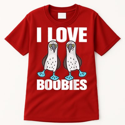 I Love Boobies Blue Footed Boobie Bird Funny Gift For Birdwatchers Tall T-Shirt