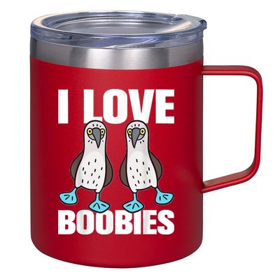 I Love Boobies Blue Footed Boobie Bird Funny Gift For Birdwatchers 12oz Stainless Steel Coffee Mug