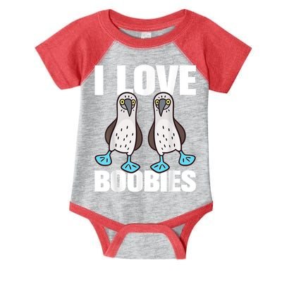 I Love Boobies Blue Footed Boobie Bird Funny Gift For Birdwatchers Infant Baby Jersey Bodysuit
