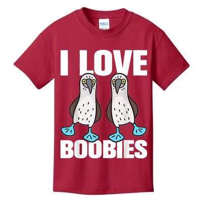 I Love Boobies Blue Footed Boobie Bird Funny Gift For Birdwatchers Kids T-Shirt