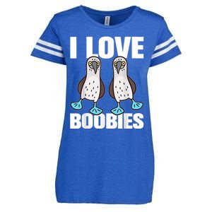 I Love Boobies Blue Footed Boobie Bird Funny Gift For Birdwatchers Enza Ladies Jersey Football T-Shirt