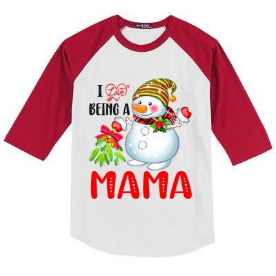 I Love Being A Mama Xmas Snow Scarf Christmas Lover Gift Kids Colorblock Raglan Jersey