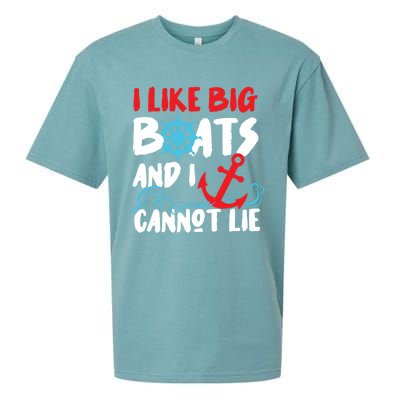 I Like Big Boats And I Can’T Lie Gift Sueded Cloud Jersey T-Shirt