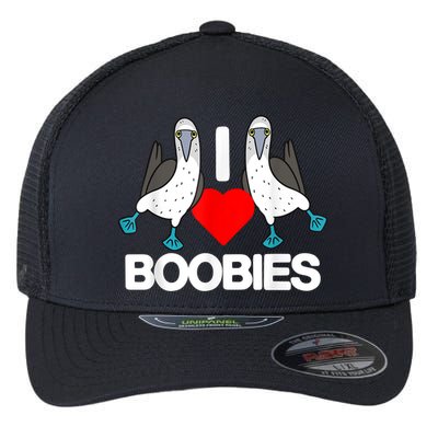 I Love Boobies Blue Footed Boobie Bird Funny I Heart Boobies Flexfit Unipanel Trucker Cap