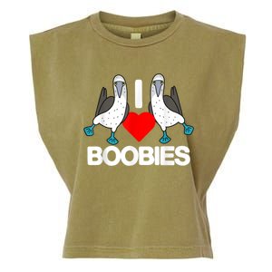 I Love Boobies Blue Footed Boobie Bird Funny I Heart Boobies Garment-Dyed Women's Muscle Tee