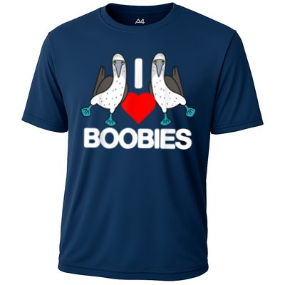 I Love Boobies Blue Footed Boobie Bird Funny I Heart Boobies Performance Shirt