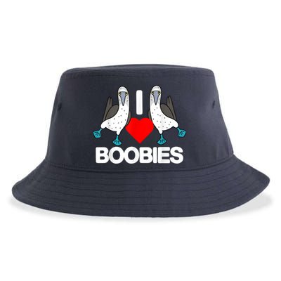 I Love Boobies Blue Footed Boobie Bird Funny I Heart Boobies Sustainable Bucket Hat