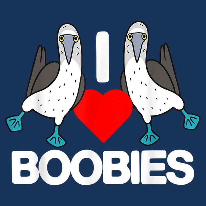 I Love Boobies Blue Footed Boobie Bird Funny I Heart Boobies Flat Bill Trucker Hat