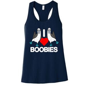 I Love Boobies Blue Footed Boobie Bird Funny I Heart Boobies Women's Racerback Tank