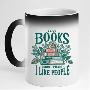 I Like Books More Than People Reading Teacher Book Nerds Gift 11oz Black Color Changing Mug