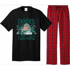 I Like Books More Than People Reading Teacher Book Nerds Gift Pajama Set