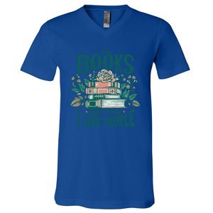 I Like Books More Than People Reading Teacher Book Nerds Gift V-Neck T-Shirt