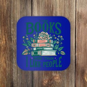 I Like Books More Than People Reading Teacher Book Nerds Gift Coaster