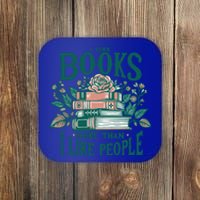 I Like Books More Than People Reading Teacher Book Nerds Gift Coaster