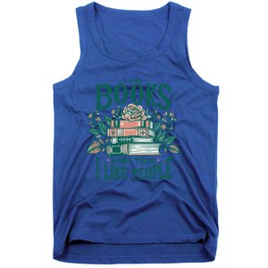 I Like Books More Than People Reading Teacher Book Nerds Gift Tank Top