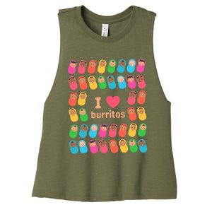 I Love Burritos Nicu Nurse Infant Care Specialist Newborn Women's Racerback Cropped Tank