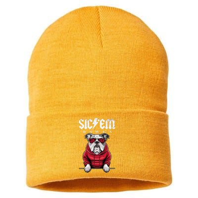 I Love Bulldog Proud Name Vintage Game Day Sustainable Knit Beanie