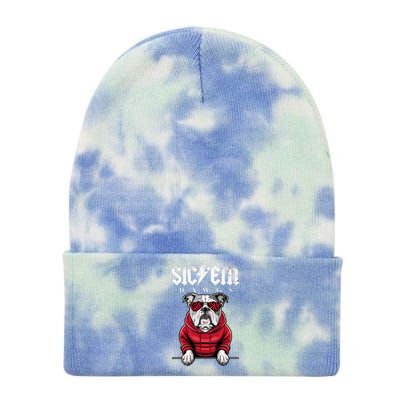 I Love Bulldog Proud Name Vintage Game Day Tie Dye 12in Knit Beanie