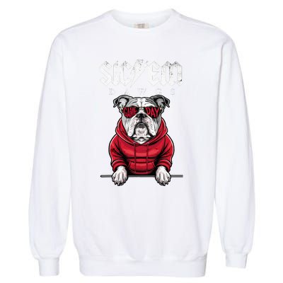 I Love Bulldog Proud Name Vintage Game Day Garment-Dyed Sweatshirt