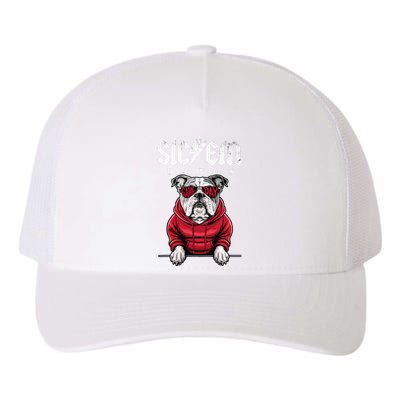 I Love Bulldog Proud Name Vintage Game Day Yupoong Adult 5-Panel Trucker Hat