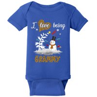 I Love Being A Grammy Snow Leopard Christmas Cool Gift Baby Bodysuit