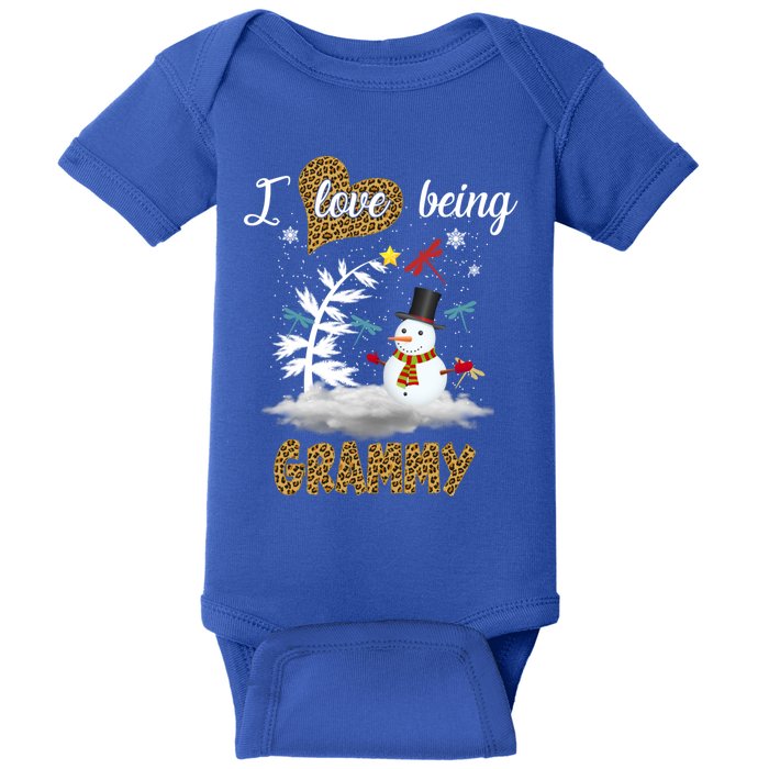 I Love Being A Grammy Snow Leopard Christmas Cool Gift Baby Bodysuit