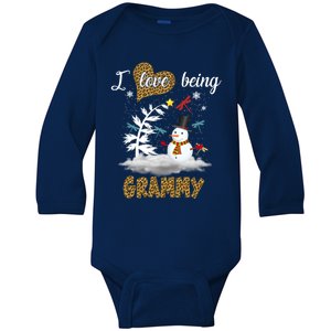 I Love Being A Grammy Snow Leopard Christmas Cool Gift Baby Long Sleeve Bodysuit