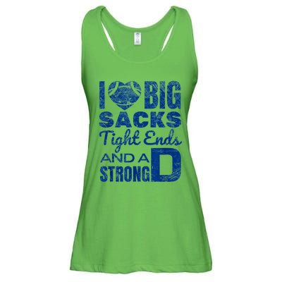 I Love Big Sacks Tight Ends And Strong D Funny Football Ladies Essential Flowy Tank