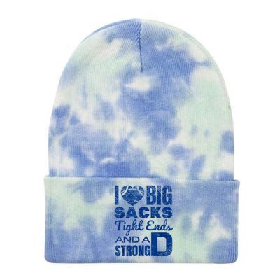 I Love Big Sacks Tight Ends And Strong D Funny Football Tie Dye 12in Knit Beanie