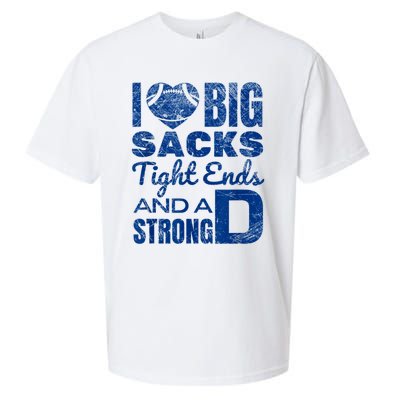 I Love Big Sacks Tight Ends And Strong D Funny Football Sueded Cloud Jersey T-Shirt