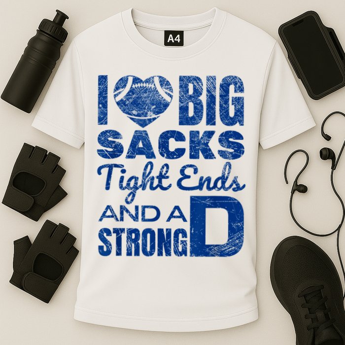 I Love Big Sacks Tight Ends And Strong D Funny Football Cooling Performance Crew T-Shirt