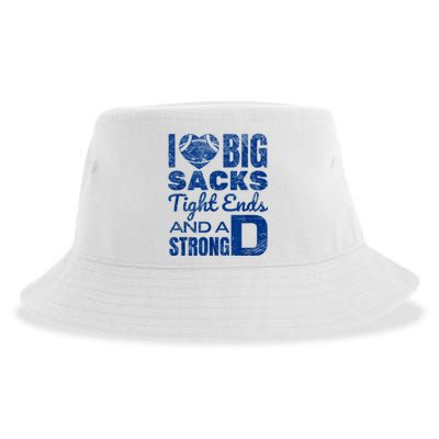 I Love Big Sacks Tight Ends And Strong D Funny Football Sustainable Bucket Hat