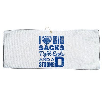 I Love Big Sacks Tight Ends And Strong D Funny Football Large Microfiber Waffle Golf Towel