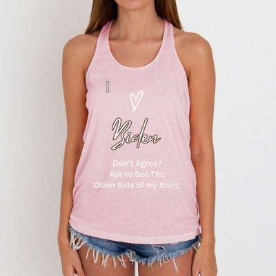 I Love Biden And I Love Trump Confuse Your Friends! Gift Women's Knotted Racerback Tank