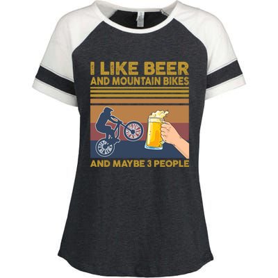 I Like Beer And Mountain Bikes And Maybe 3 People Funny Gift Enza Ladies Jersey Colorblock Tee