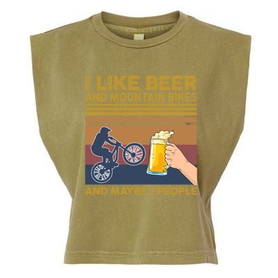 I Like Beer And Mountain Bikes And Maybe 3 People Funny Gift Garment-Dyed Women's Muscle Tee