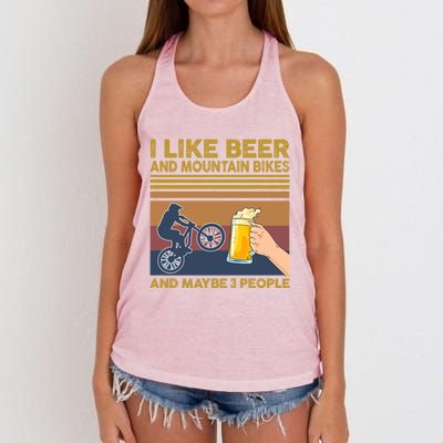 I Like Beer And Mountain Bikes And Maybe 3 People Funny Gift Women's Knotted Racerback Tank