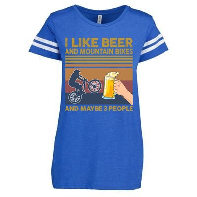 I Like Beer And Mountain Bikes And Maybe 3 People Funny Gift Enza Ladies Jersey Football T-Shirt