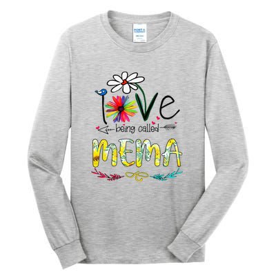 I Love Being Called Mema Sunflower Mothers Day Gift Tall Long Sleeve T-Shirt