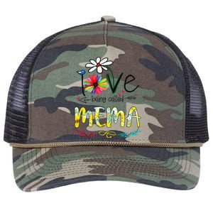 I Love Being Called Mema Sunflower Mothers Day Gift Retro Rope Trucker Hat Cap