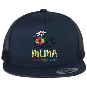 I Love Being Called Mema Sunflower Mothers Day Gift Flat Bill Trucker Hat