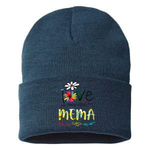 I Love Being Called Mema Sunflower Mothers Day Gift Sustainable Knit Beanie