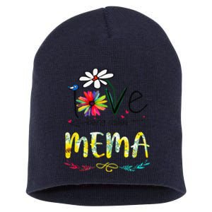 I Love Being Called Mema Sunflower Mothers Day Gift Short Acrylic Beanie