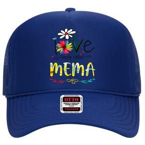 I Love Being Called Mema Sunflower Mothers Day Gift High Crown Mesh Back Trucker Hat