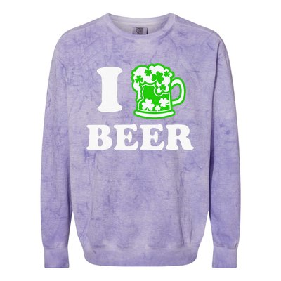 I Love Beer Lover St Patricks Day Irish Shamrock Colorblast Crewneck Sweatshirt