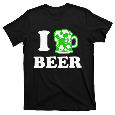 I Love Beer Lover St Patricks Day Irish Shamrock T-Shirt